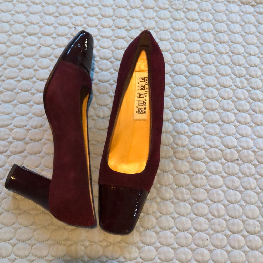 Saks 5th Ave Folio Burgundy Suede Pump 8.5B